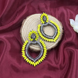 Luxury Wedding Style Silver Oxidised Colorful Stone Earrings