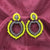 Luxury Wedding Style Silver Oxidised Colorful Stone Earrings