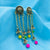 Floral Circle With Three Chain Jhumka & Beads Earrings