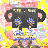 Pretty Flower With Stones Jhumka Earring