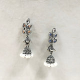Five Petals Flower Jhumka With Beads Earring