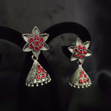 Six Petals Flower With Twisted Jhumka Earring