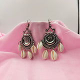 Half Moon & Flower Design With Sea Shell Earring