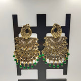 Fancy Japanese Fan Design Feather Peacock Earring