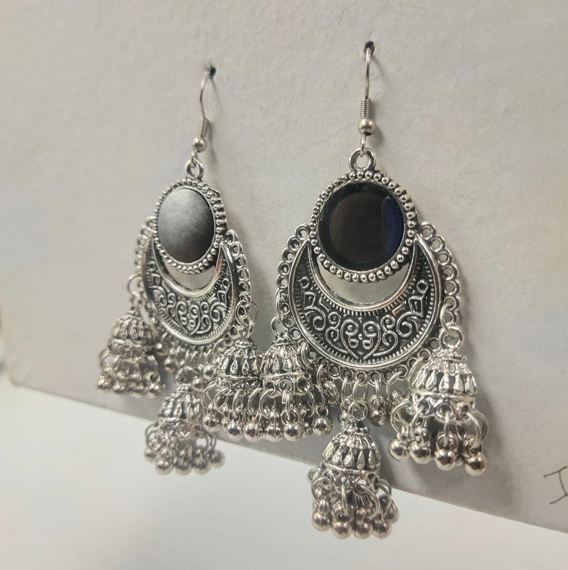 Triple Jhumka Earrings | Buy Jadau Jhumka Online | Gold Plated Silver