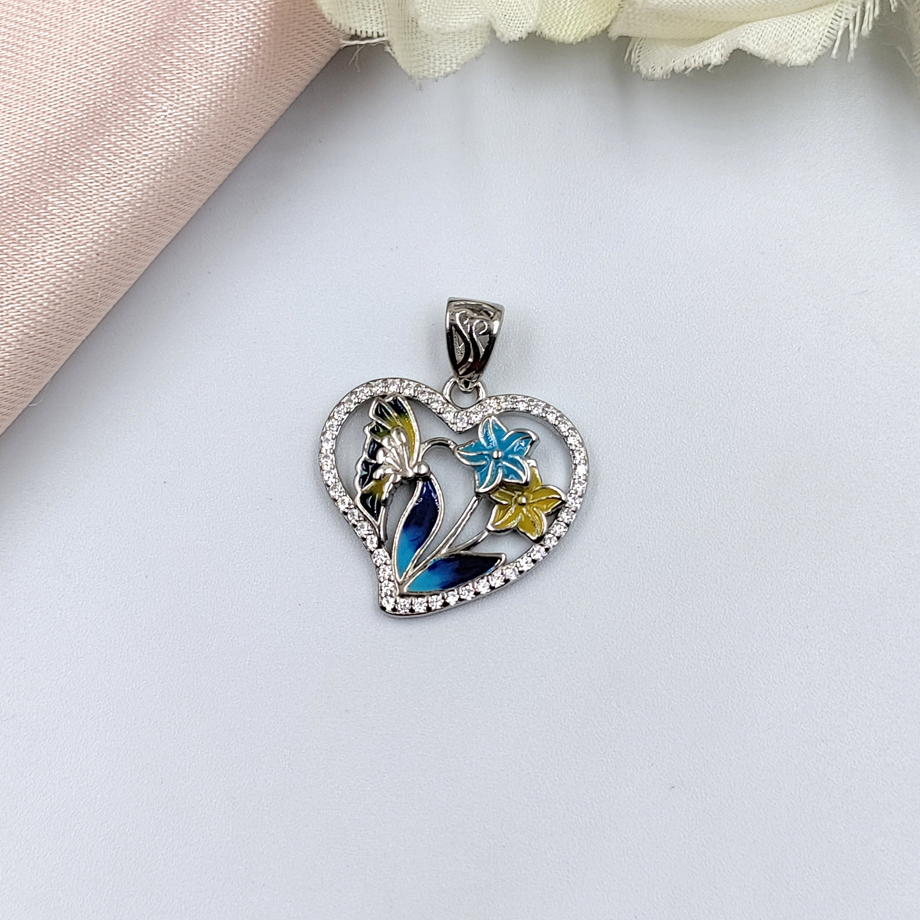 Multi color 925 Sterling Silver Pendant Petal Shape Beautiful Floral Design Enamel Pendant Handmade Jewellery