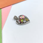 Red Green color Heart Shape Pendant 925 Sterling Silver Beautifully Crafted Enamel Pendant Floral CZ Jewelry Cute Handmade Bridesmaid Jewellery