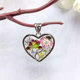 Red Green color Heart Shape Pendant 925 Sterling Silver Beautifully Crafted Enamel Pendant Floral CZ Jewelry Cute Handmade Bridesmaid Jewellery
