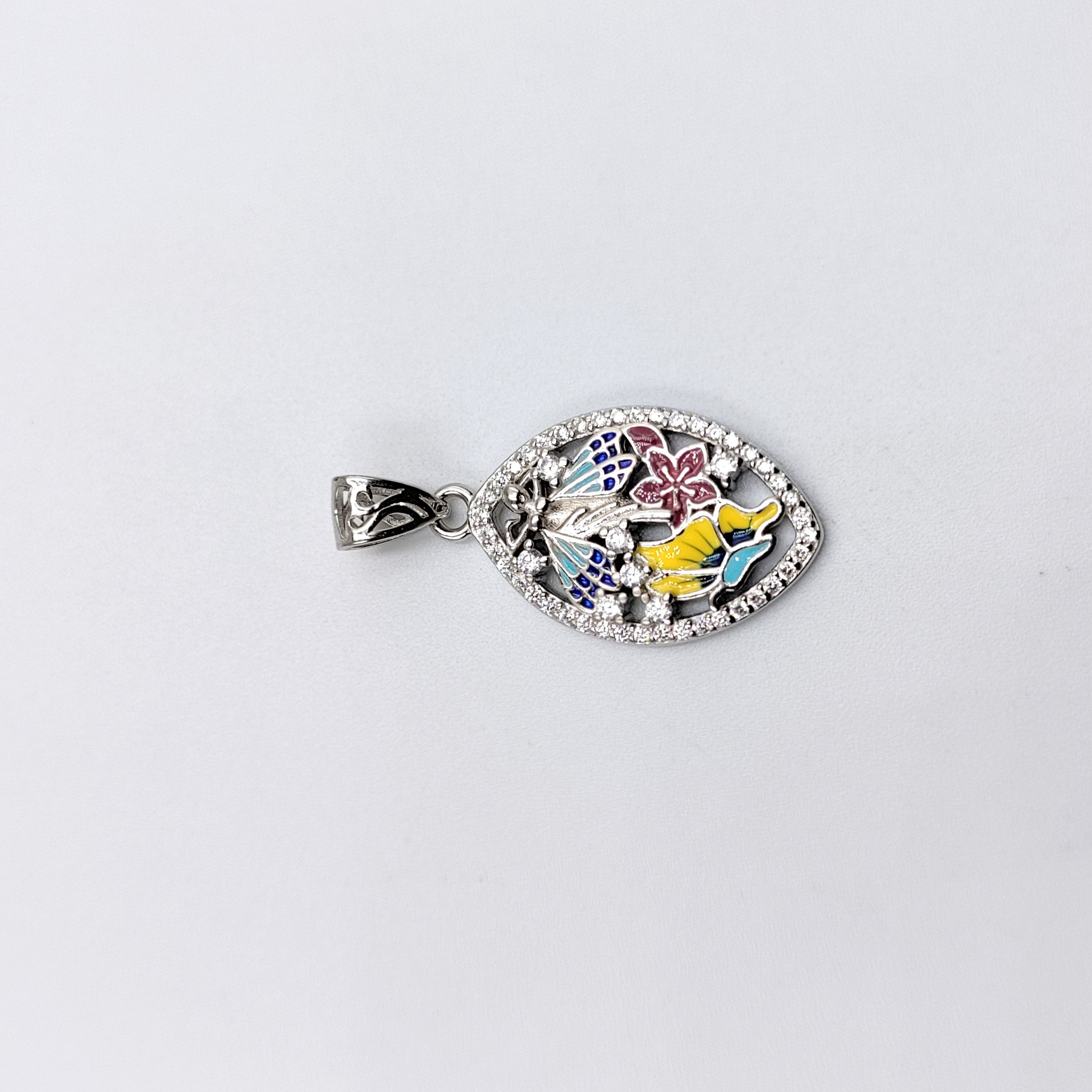 Fairy Designed Beautifully Crafted Enamel Pendant CZ Paved Jewelry Cute Floral Handmade Bridesmaid Jewellery Minimalist Art