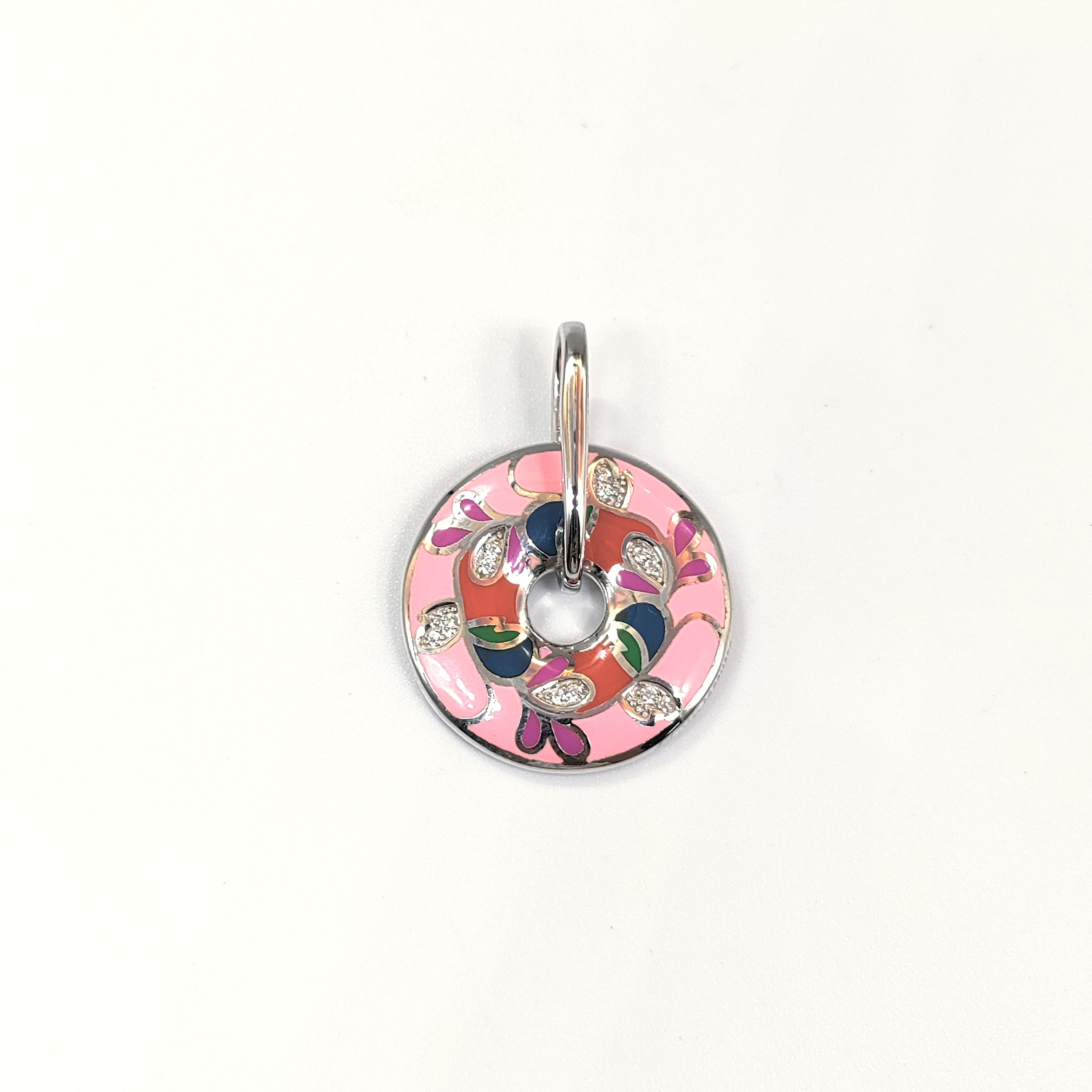 Baby Pink Enamel Circle Pendant 925 Sterling Silver Beautifully Crafted Rhodium Plated Handmade art jewelry Cute Handmade Jewellery