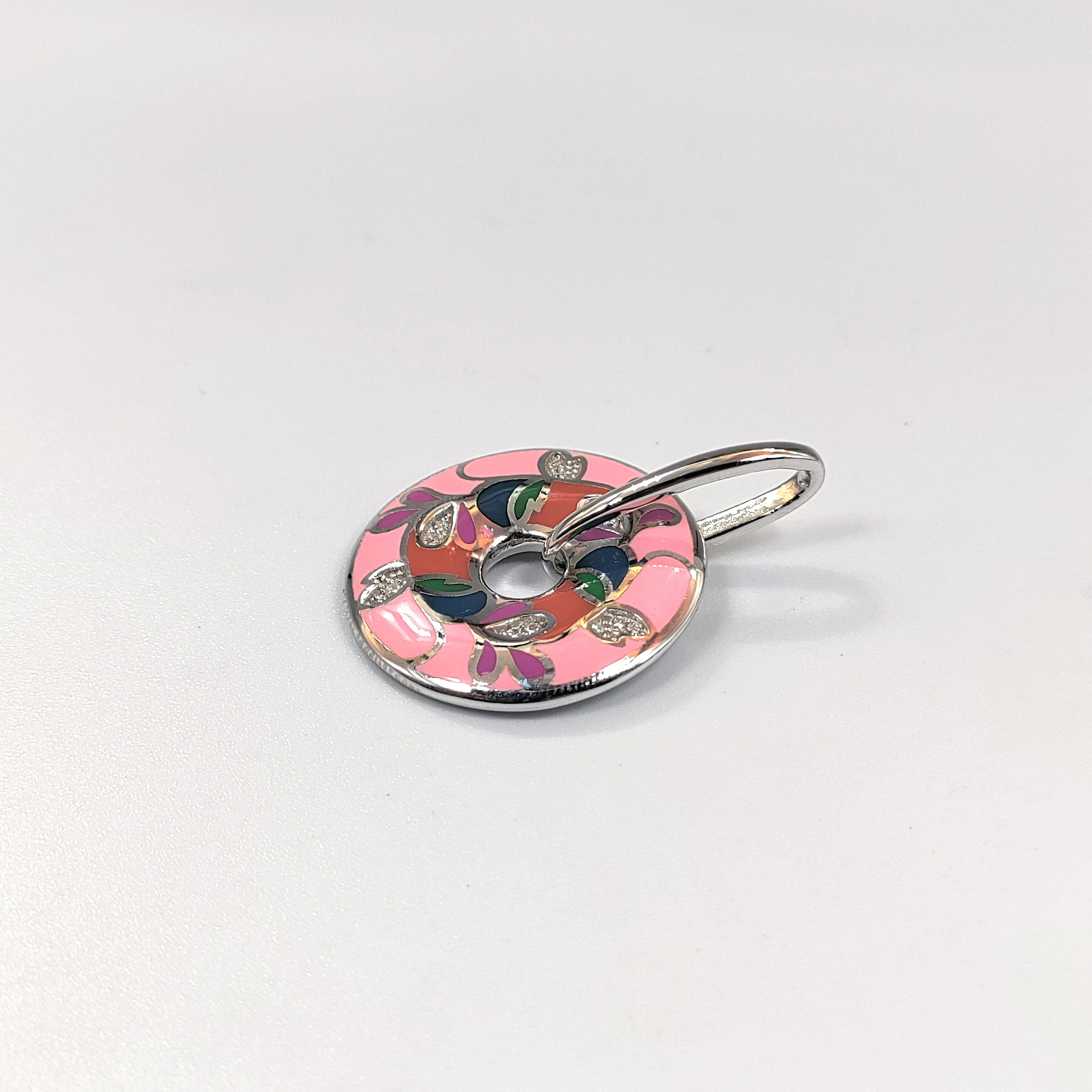 Baby Pink Enamel Circle Pendant 925 Sterling Silver Beautifully Crafted Rhodium Plated Handmade art jewelry Cute Handmade Jewellery