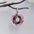Baby Pink Enamel Circle Pendant 925 Sterling Silver Beautifully Crafted Rhodium Plated Handmade art jewelry Cute Handmade Jewellery