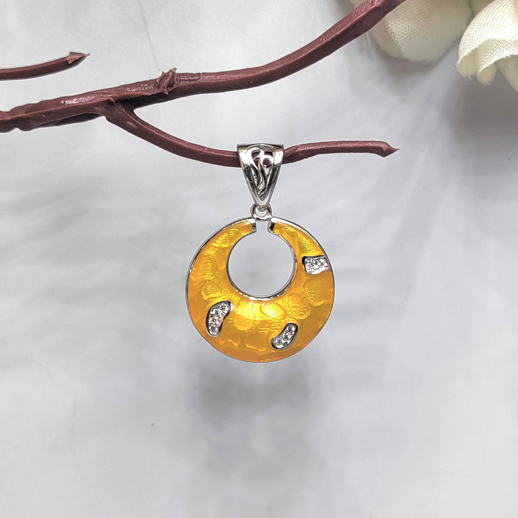 Yellow Circle Pendant 925 Sterling Silver Beautifully Crafted Moon Style Necklace Accessories Neck Crafts Christmas JewelleryPendant Only