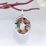 Oval Enamel Pendant 925 Solid Silver Pendant Handmade jewelry Cute Handmade Jewellery Wearable art