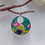 Multicolor Round Enamel Pendant 925 Sterling Silver Beautiful Handcrafted Floral art jewelry