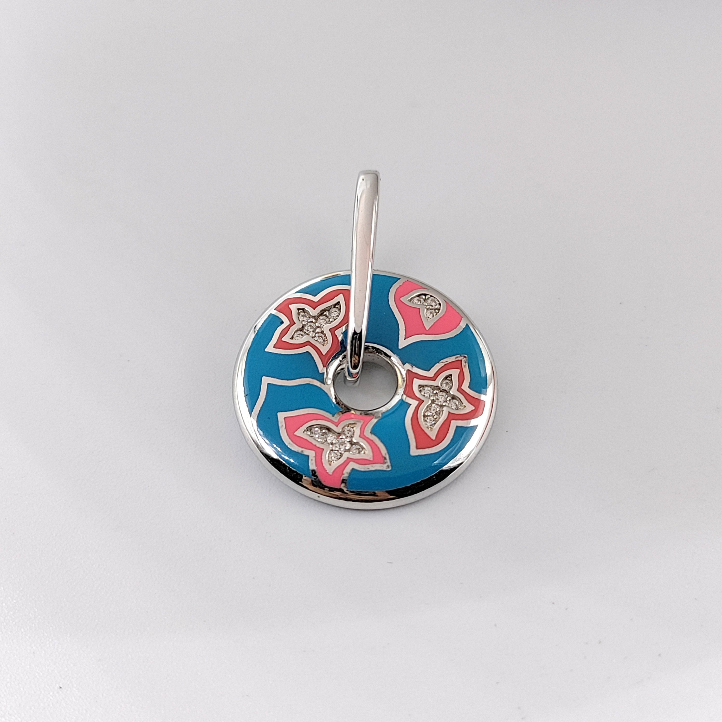 Round Multicolor Enamel Pendant 925 Sterling Silver Floral Design Handmade art jewelry Handmade Jewellery