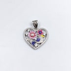 Heart Shape Floral Design Pendant 925 Sterling Silver Beautifully Crafted Enamel Pendant Floral CZ Jewelry Cute Handmade Jewellery