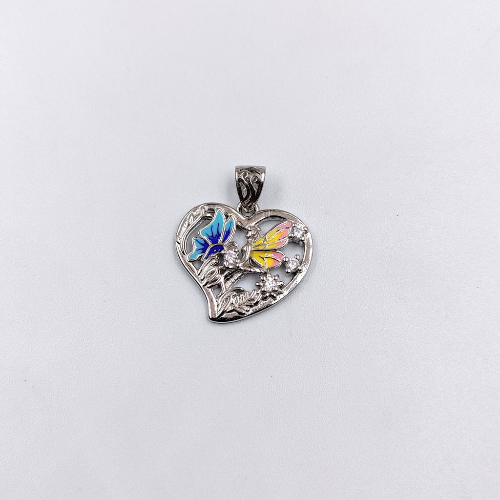 Multi color 925 Sterling Silver Pendant Petal Shape Beautiful butterfly Design Pendant Handmade Jewellery