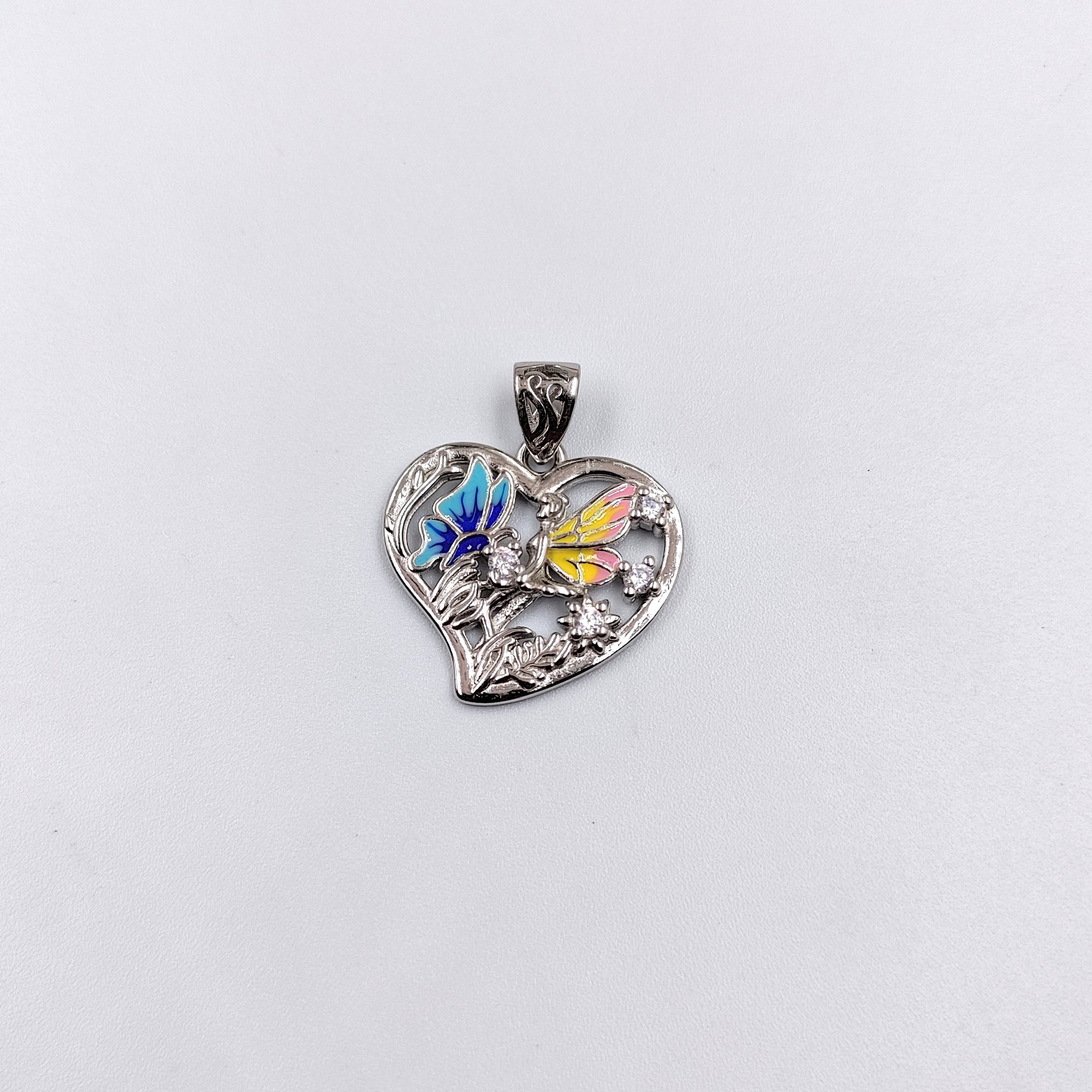 Multi color 925 Sterling Silver Pendant Petal Shape Beautiful butterfly Design Pendant Handmade Jewellery