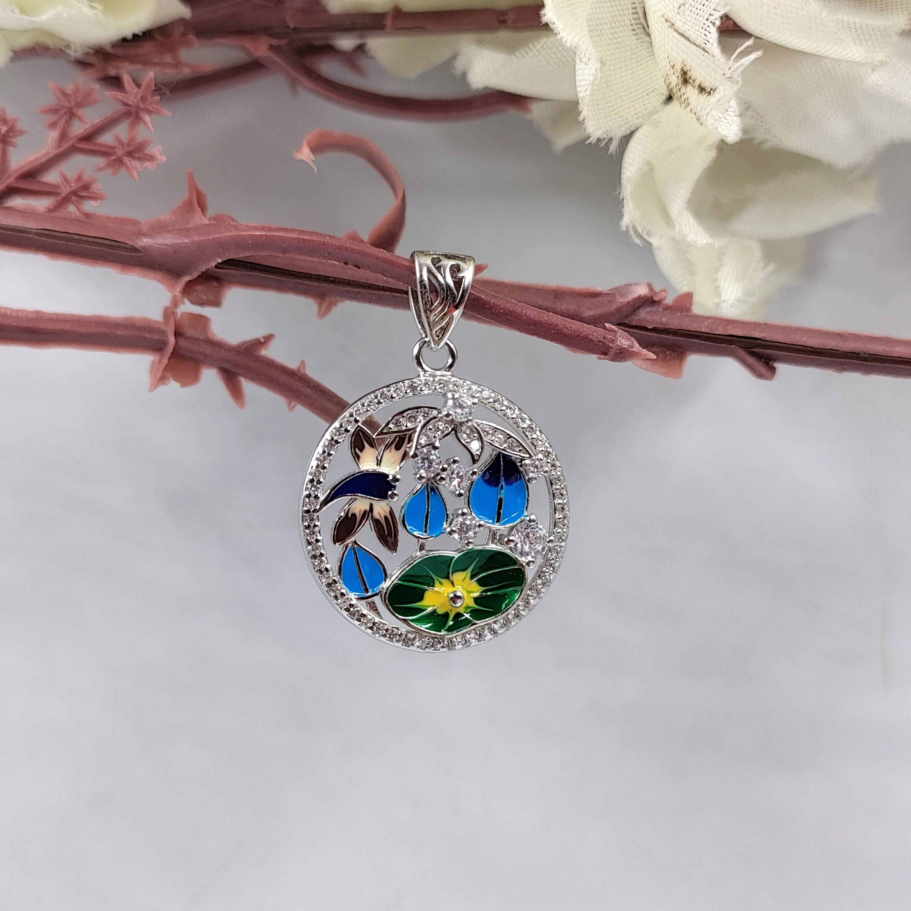 Multi color 925 Sterling Silver Pendant Round Shape Pendant Handmade Jewelery for Mother Minimalist Jewellery