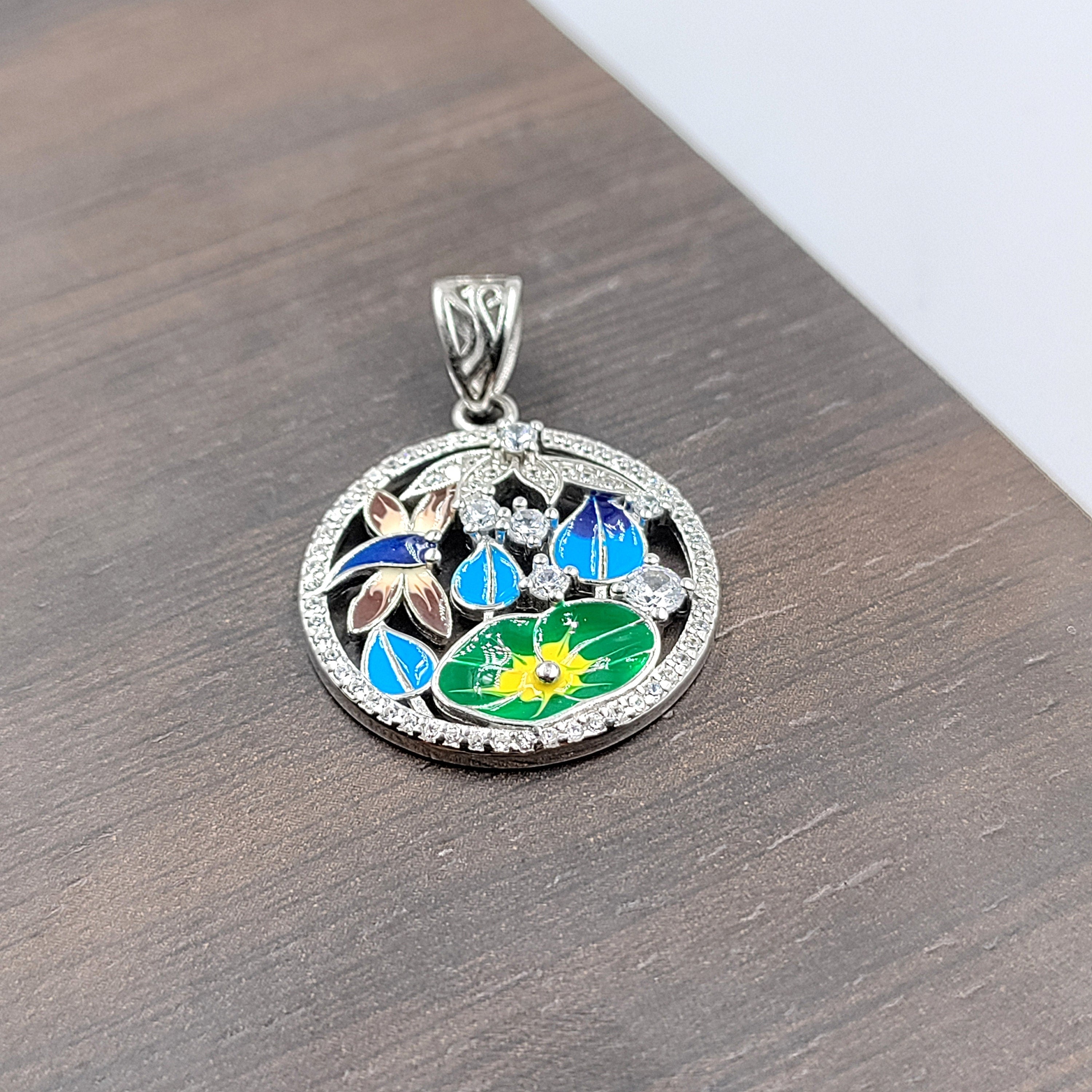 Multi color 925 Sterling Silver Pendant Round Shape Pendant Handmade Jewelery for Mother Minimalist Jewellery