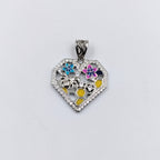 Unique Heart Pendant 925 Sterling Silver Beautifully Crafted Enamel Pendant Floral CZ Jewelry Cute Handmade Jewellery