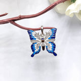 Minimalist Butterfly CZ 925 Sterling Silver Pendant Stylish Blue and White Pendant Handmade Jewellery Birthday, Anniversary, Wedding