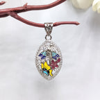 Fairy Designed Beautifully Crafted Enamel Pendant CZ Paved Jewelry Cute Floral Handmade Bridesmaid Jewellery Minimalist Art
