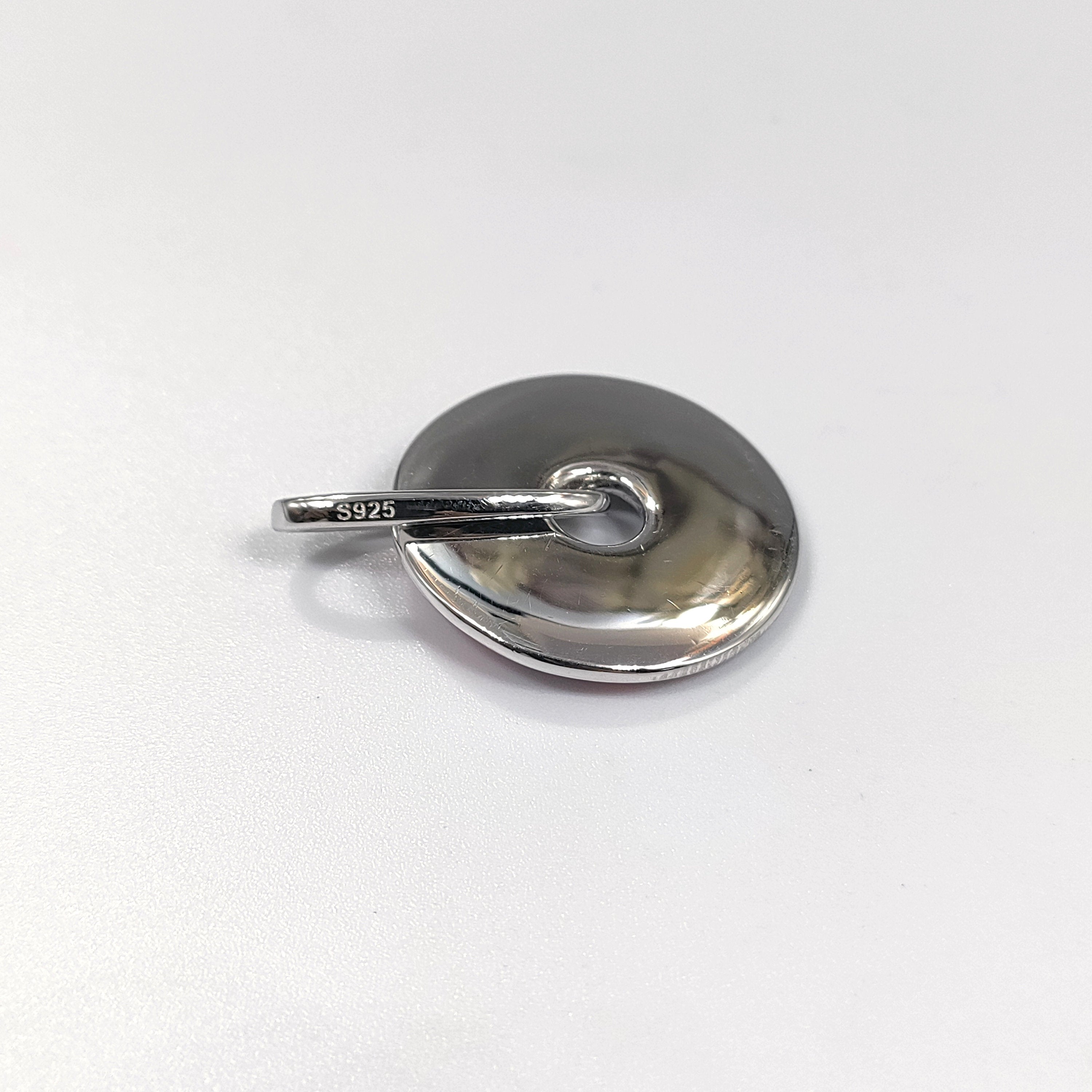 Baby Pink Enamel Circle Pendant 925 Sterling Silver Beautifully Crafted Rhodium Plated Handmade art jewelry Cute Handmade Jewellery