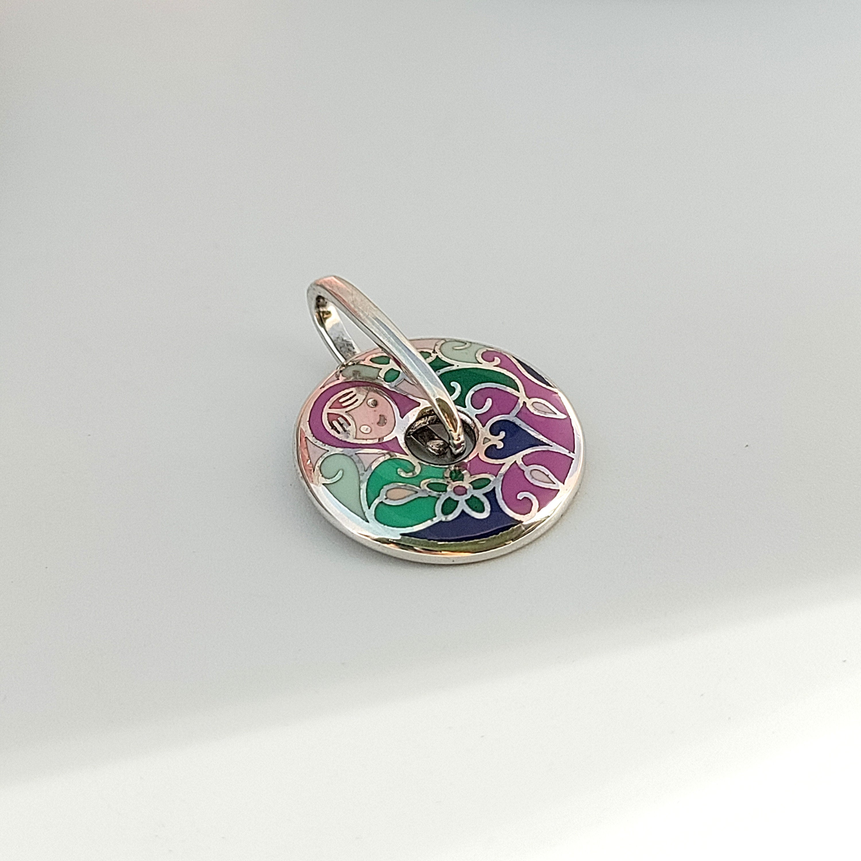 Multicolor Enamel Pendant Round 925 Sterling Silver Beautifully Crafted Handmade art jewelry Handmade Jewellery