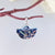Blue Floral Design Enamel Half Circle Pendant 925 Sterling Silver Pendant Royal Handmade Wearable art