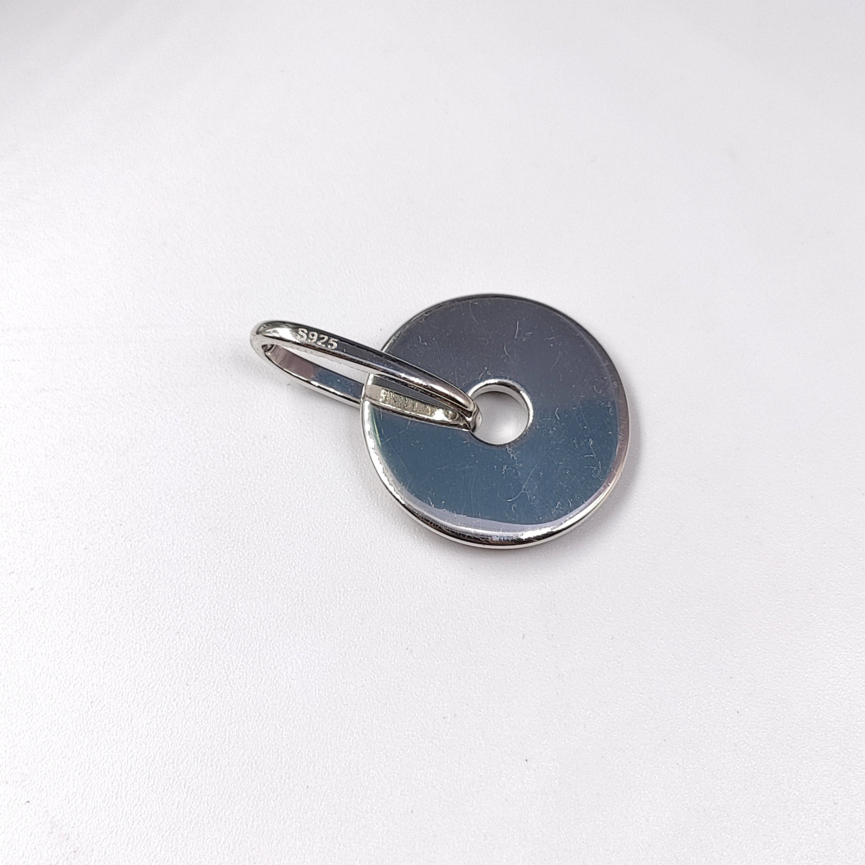 925 Sterling Silver Lotus Flower Pattern Enamel Pendant Round Shape Handcrafted Floral art jewelry