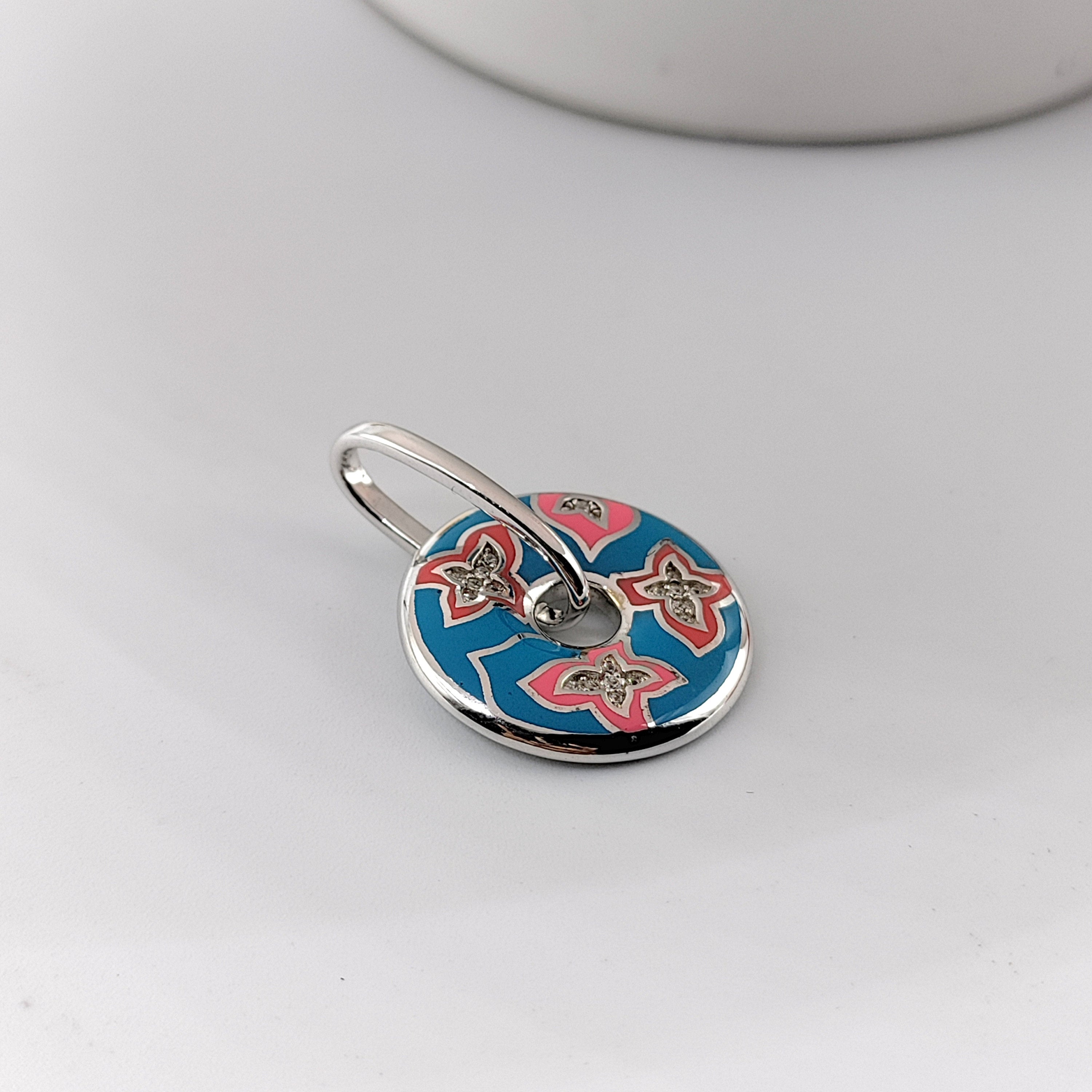 Round Multicolor Enamel Pendant 925 Sterling Silver Floral Design Handmade art jewelry Handmade Jewellery