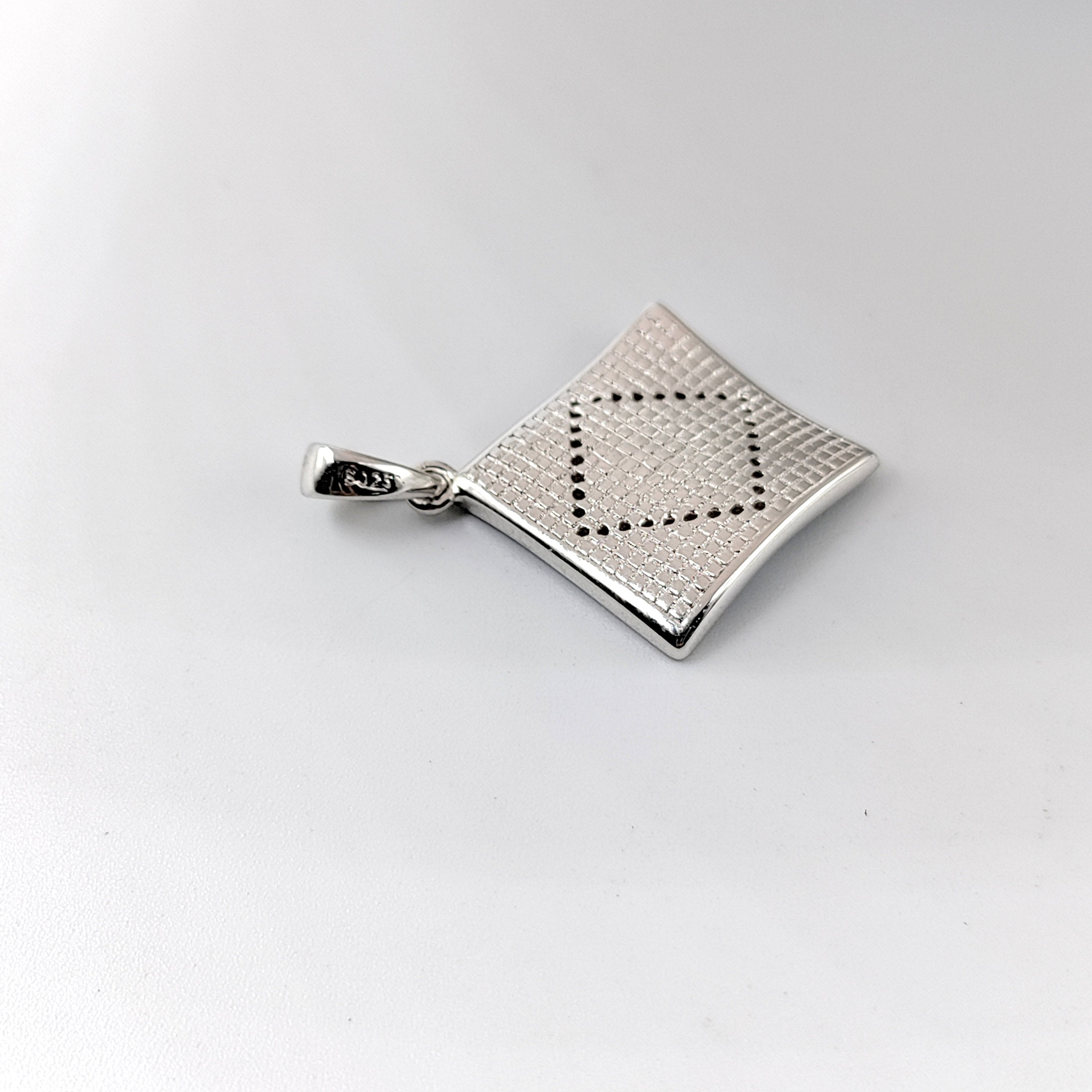 Black CZ Geometric enamel Pendant 925 Sterling Silver Minimalist Handmade art jewelry Handmade Jewellery