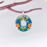 Multicolor Enamel Pendant Round 925 Solid Silver Beautifully Crafted Handmade art jewelry