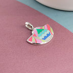 Colorfull Enamel Half Circle Pendant 925 Sterling Silver Pendant Handmade jewelry Cute Handmade Jewellery Wearable art