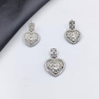 925 Sterling Silver White Sparkle Cubic Zirconia Heart Shape Pendant Earring Set Trendy Handmade Gift for Wedding Enagagment Anniversary