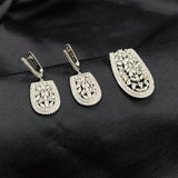 Sparkling Colorless CZ Dangle Drop Earrings With English Lock and Pendant Set 925 Sterling Silver Minimalist Handmade Gift