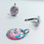 Pink Flamingo CZ Enamel 925 Sterling Silver English Lock Earrings and Pendant Set Cubic Zirconia Flower Design Minimalist Handmade Gift