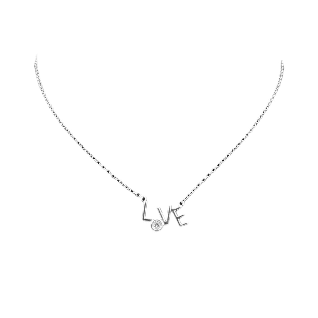 925 Sterling Silver Pave Set Solitaire CZ Necklace Wth Love Charm Pendant set Lovely Minimalist Handmade Enagagment Gift