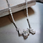 925 Sterling Silver Pave Set Solitaire CZ Necklace Wth Love Charm Pendant set Lovely Minimalist Handmade Enagagment Gift