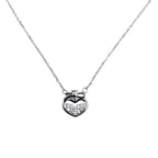 925 Sterling Silver Heart With Bow Pendant Cubic Zirconia Necklace set Lovely Minimalist Handmade Gift for lover,Girlfriend,Wife
