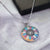 925 Sterling Silver Multi color Cubic Zirconia in Big Round Pendant Beautiful Necklace set Minimalist Handmade Gift for her