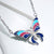 Large Enameled Butterfly Pendant Chain Set 925 Sterling Silver Sparkling CZ Amazing Necklace Set Stylish Minimalist Handmade Gift