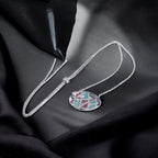 925 Sterling Silver Multi color Zig zag Cubic Zirconia Big Pendant Beautiful Adjustable Necklace set Minimalist Handmade Gift for her