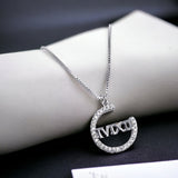 925 Sterling Silver Semi Round Shape Charm CZ Necklace Pendant set Lovely Minimalist Handmade Gift