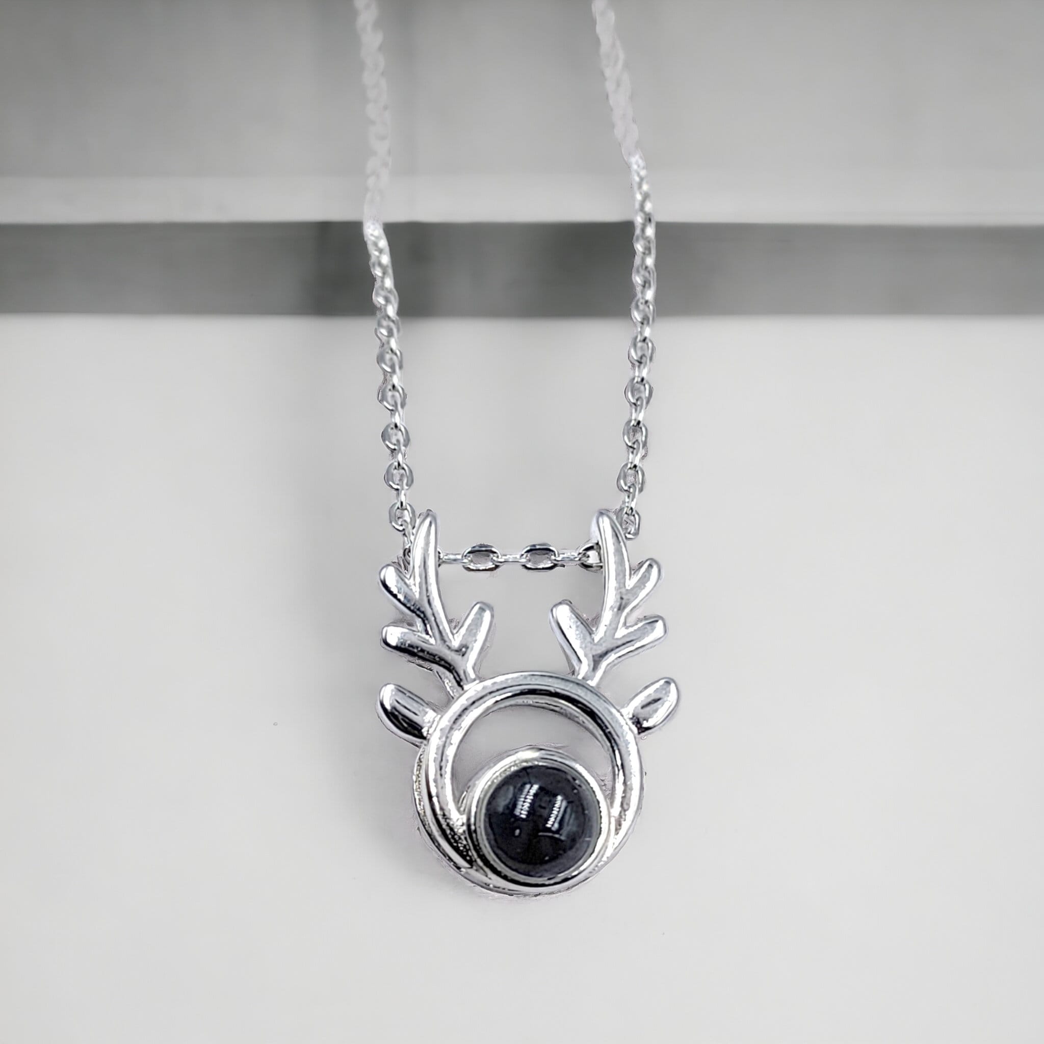 925 Sterling Silver Grey Cubic Zirconia Silver Round Deer Christmas deer I love you Projection Romantic Love Memory Women Necklace