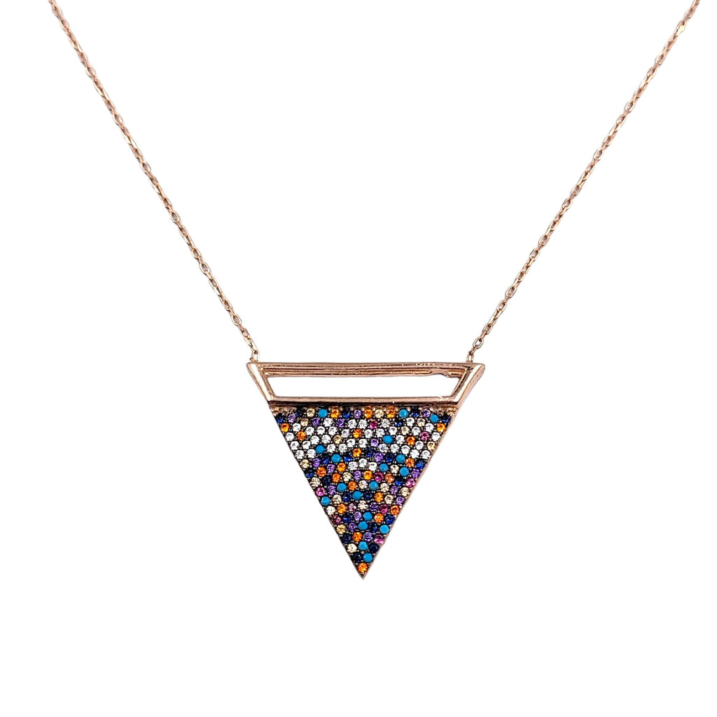 Pyramid Pendant Mixed Inverted Big Triangle Necklace Pendant Chain for Women Minimalist Geomatrcis Handmade Gift in 925 Solid Silver