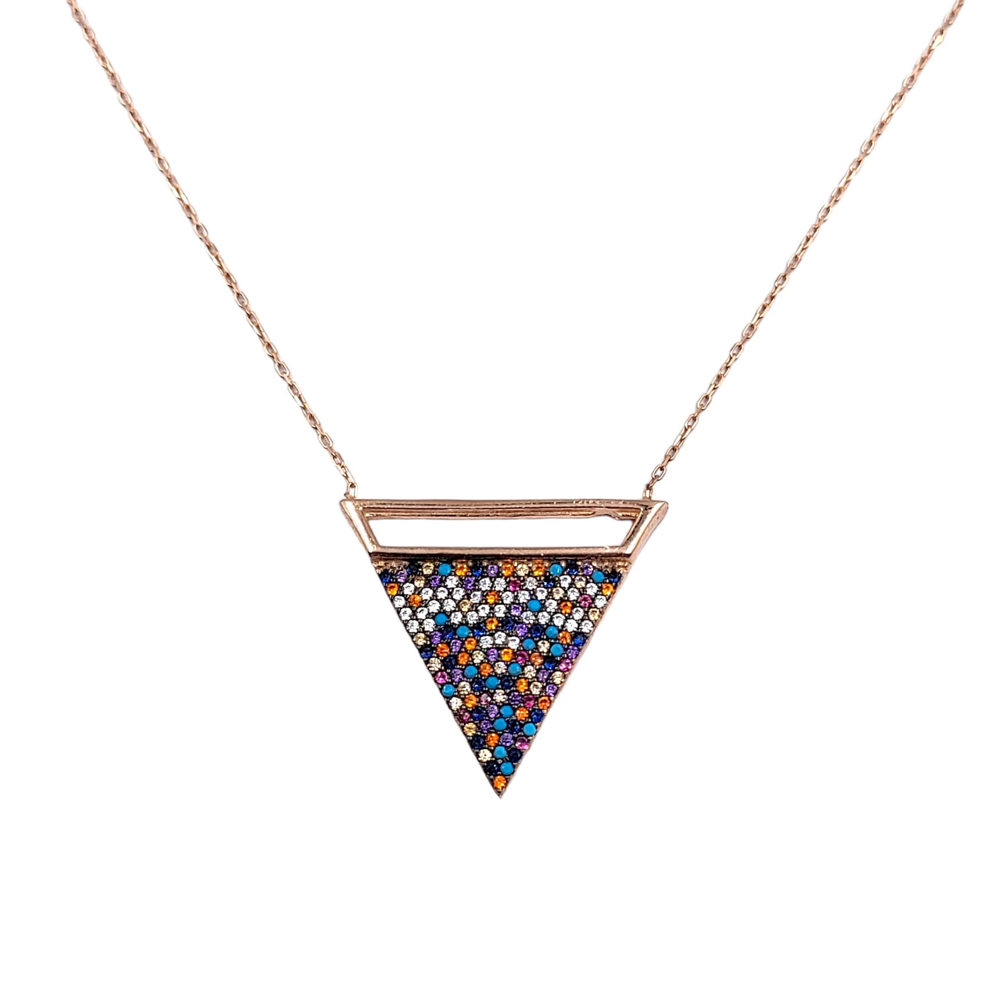 Pyramid Pendant Mixed Inverted Big Triangle Necklace Pendant Chain for Women Minimalist Geomatrcis Handmade Gift in 925 Solid Silver