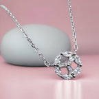 925 Sterling Silver Little Floral Charm CZ Round Pendant Chain Set for Daughter,Sister,Wife Beautiful Necklace Minimalist Handmade Gift